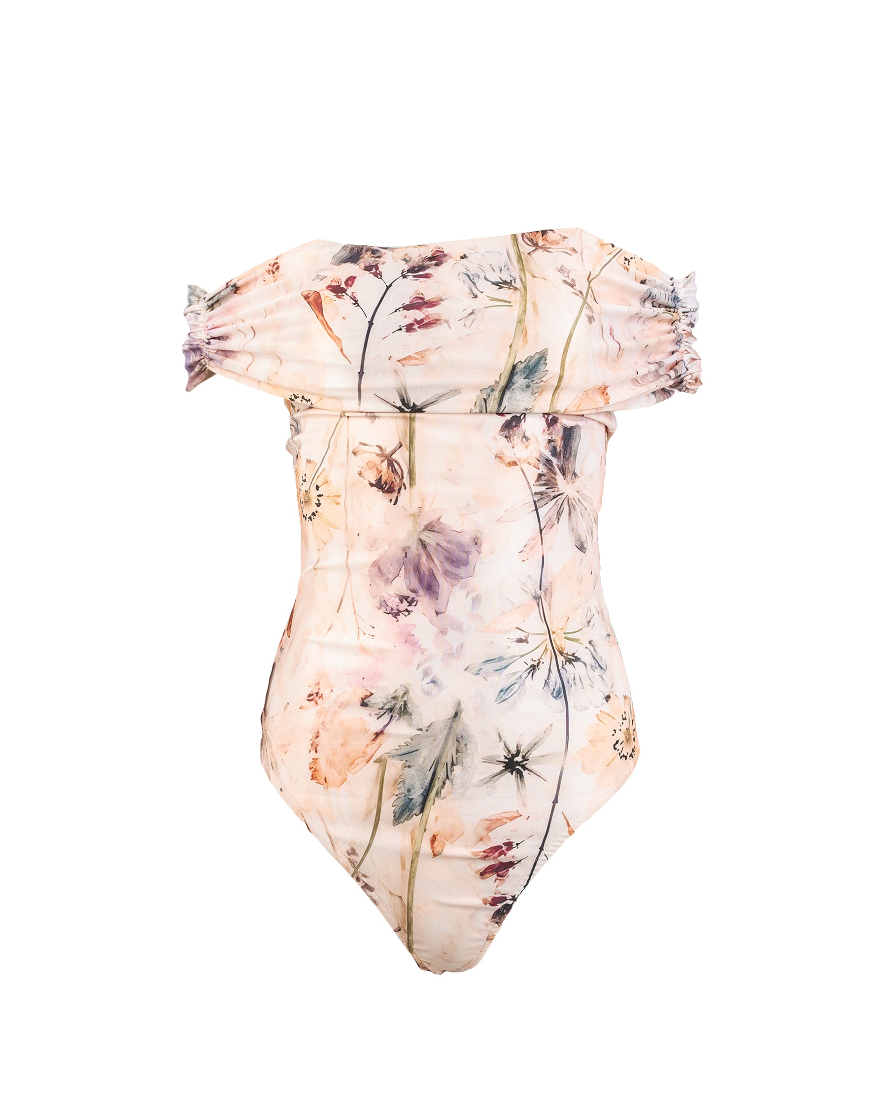 Floral patterned swimsuit on a white background