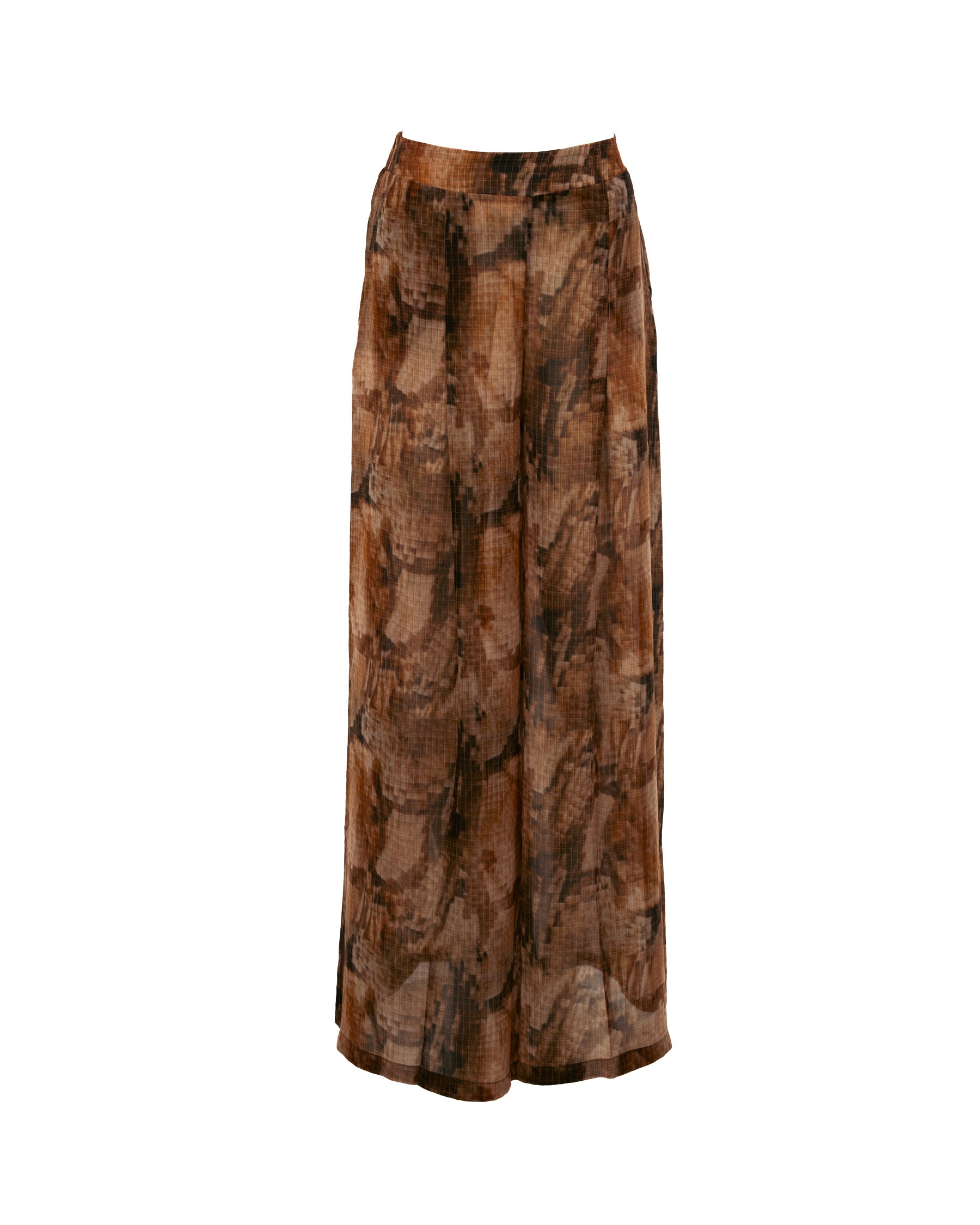 Long patterned skirt on a white background