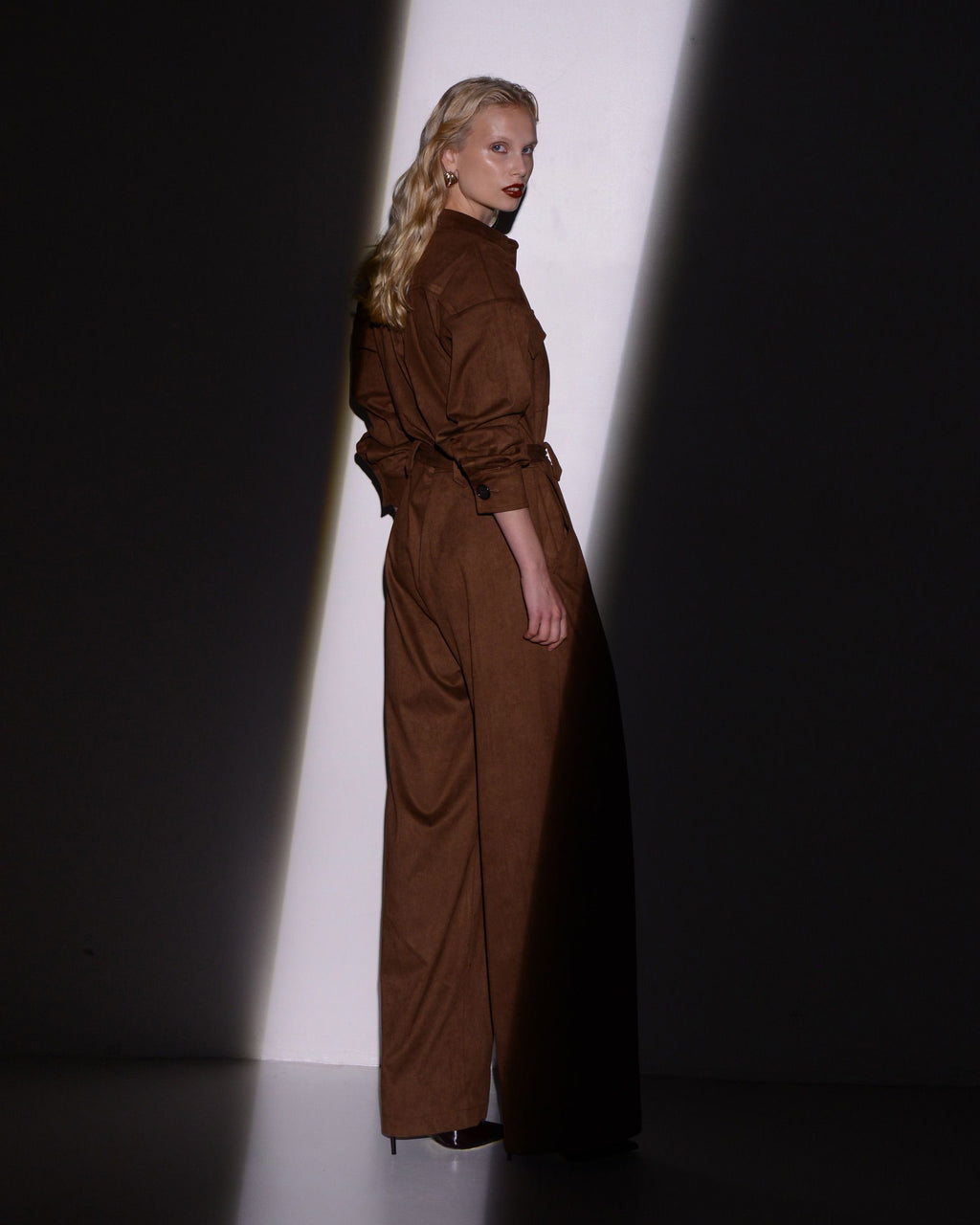 OBSESSION JUMPSUIT BROWN SUEDE