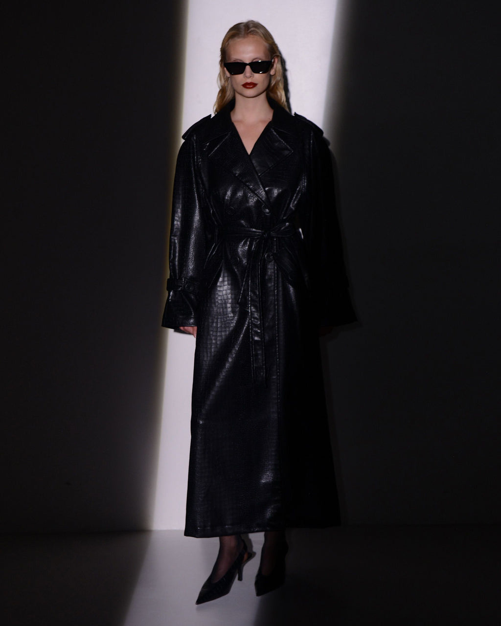 NOIR TRENCH COAT BLACK CROCO