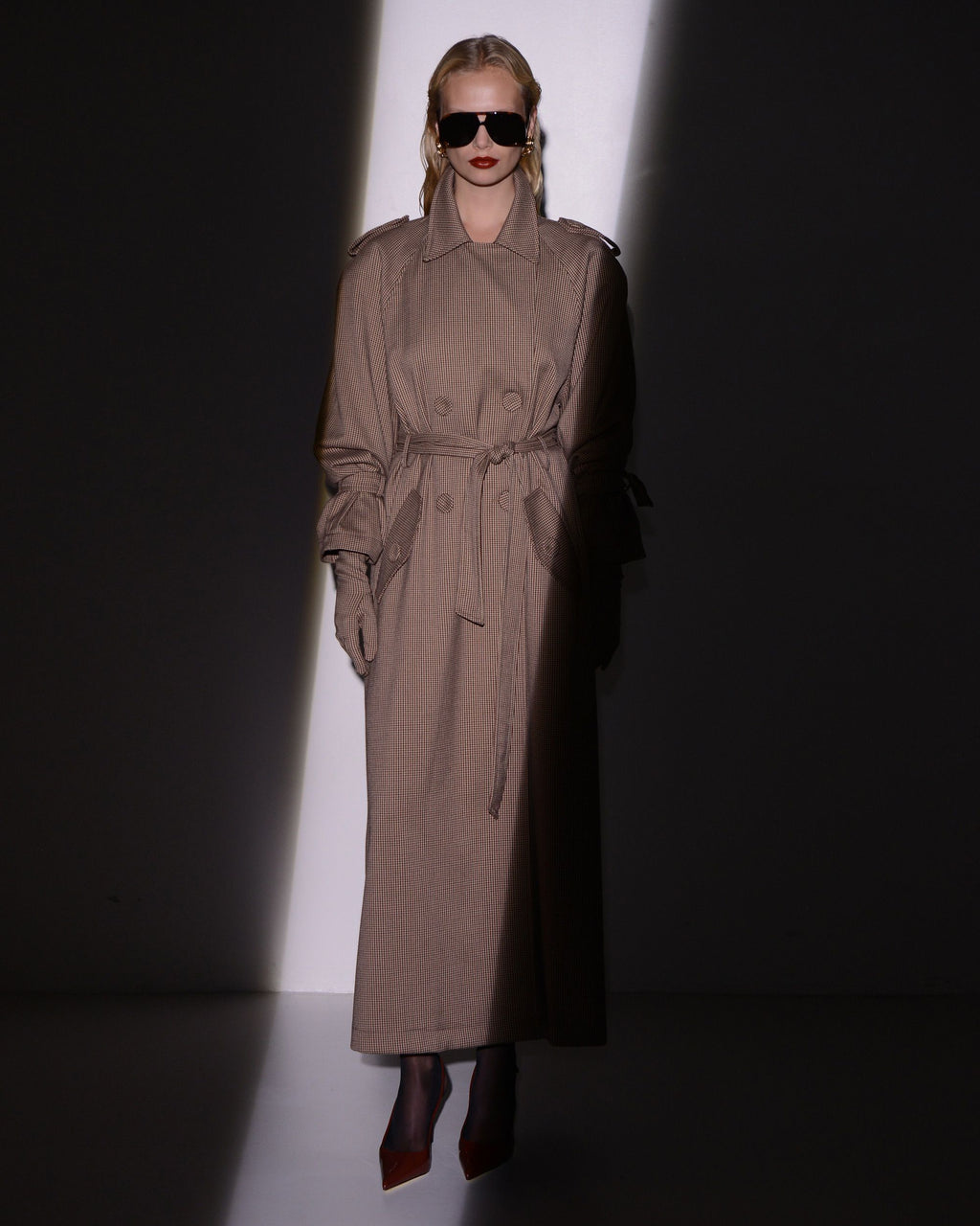 NOIR TRENCH COAT CHECKED FABRIC