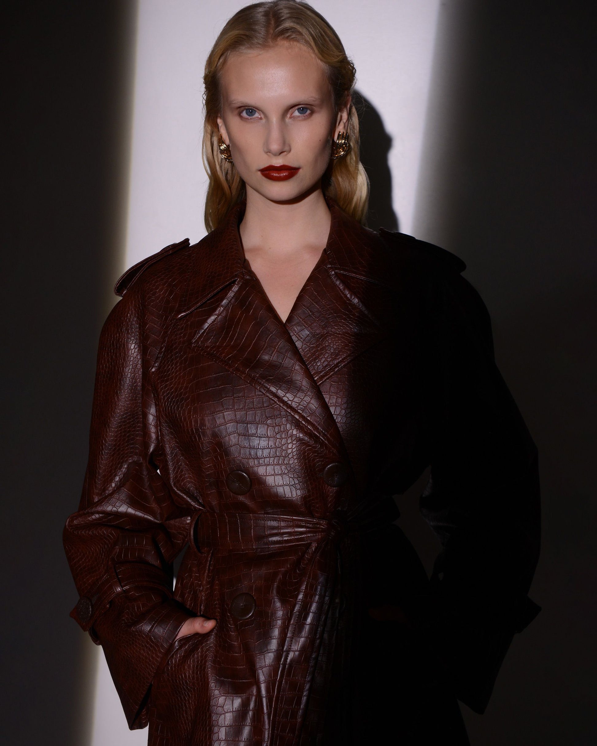 NOIR TRENCH COAT BROWN CROCO OMBRE