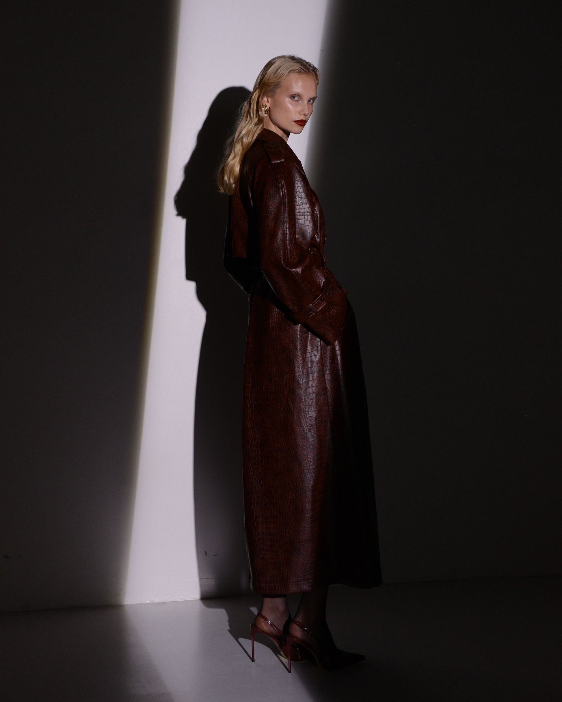 NOIR TRENCH COAT BROWN CROCO OMBRE