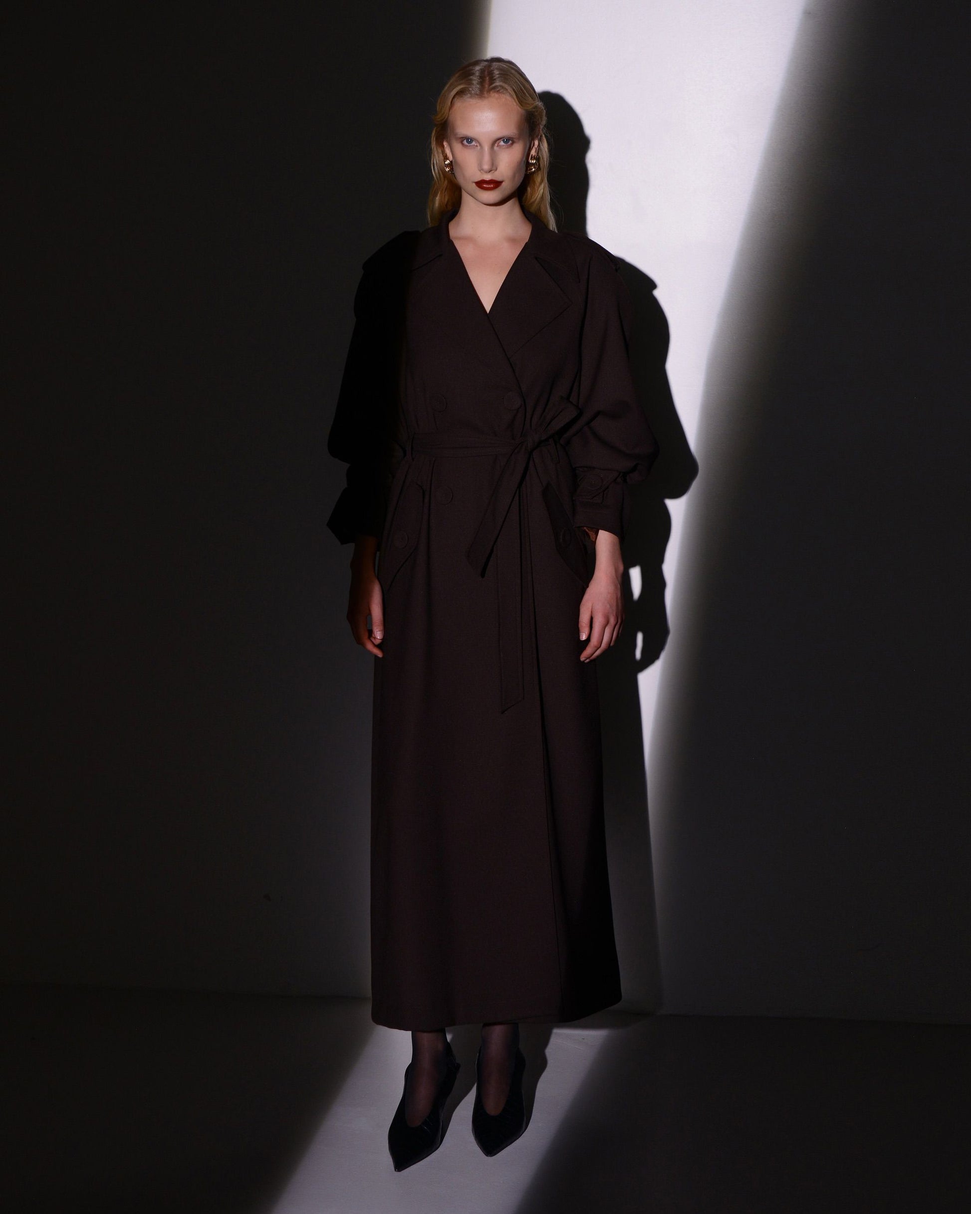 NOIR TRENCH COAT BROWN FABRIC