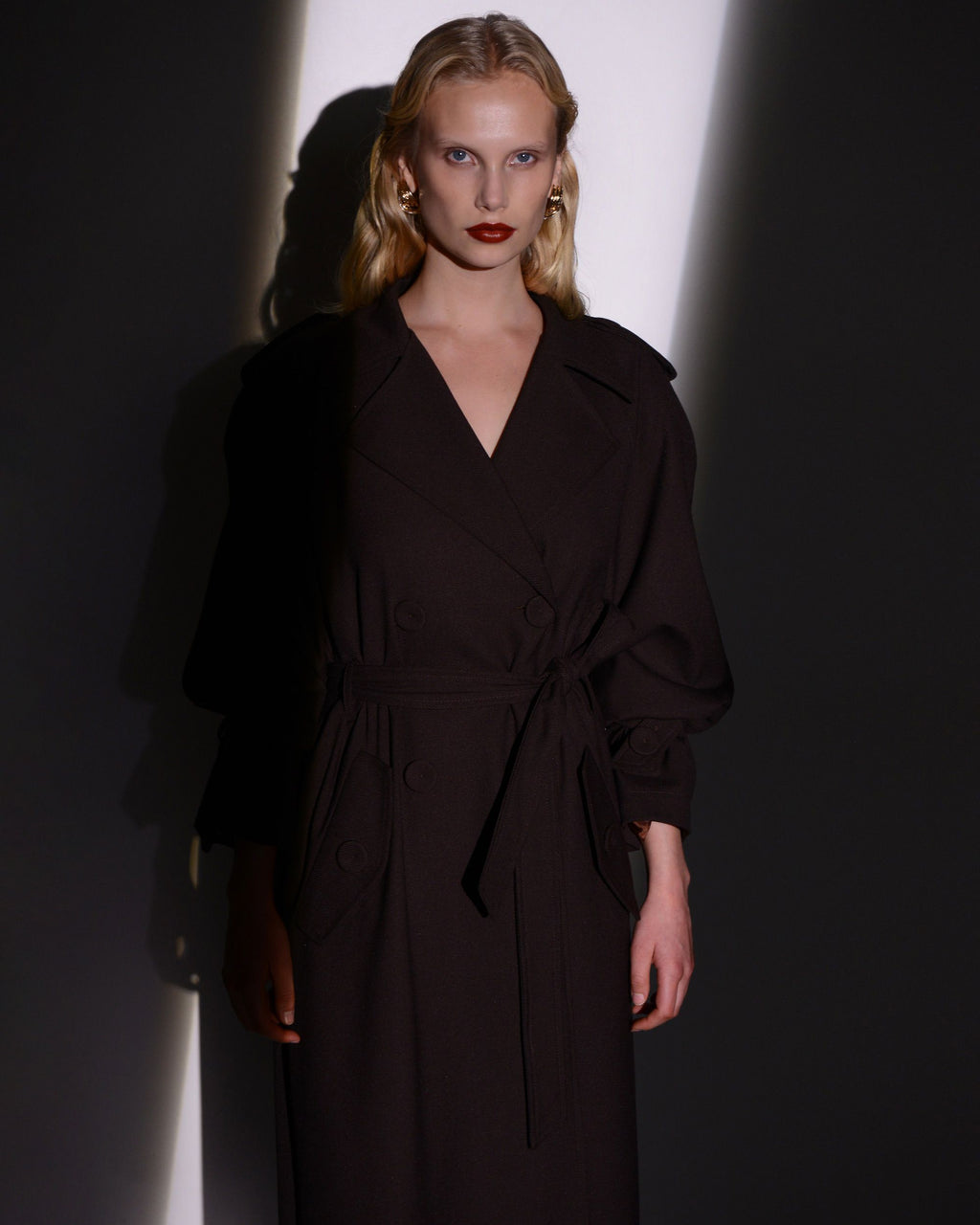 NOIR TRENCH COAT BROWN FABRIC