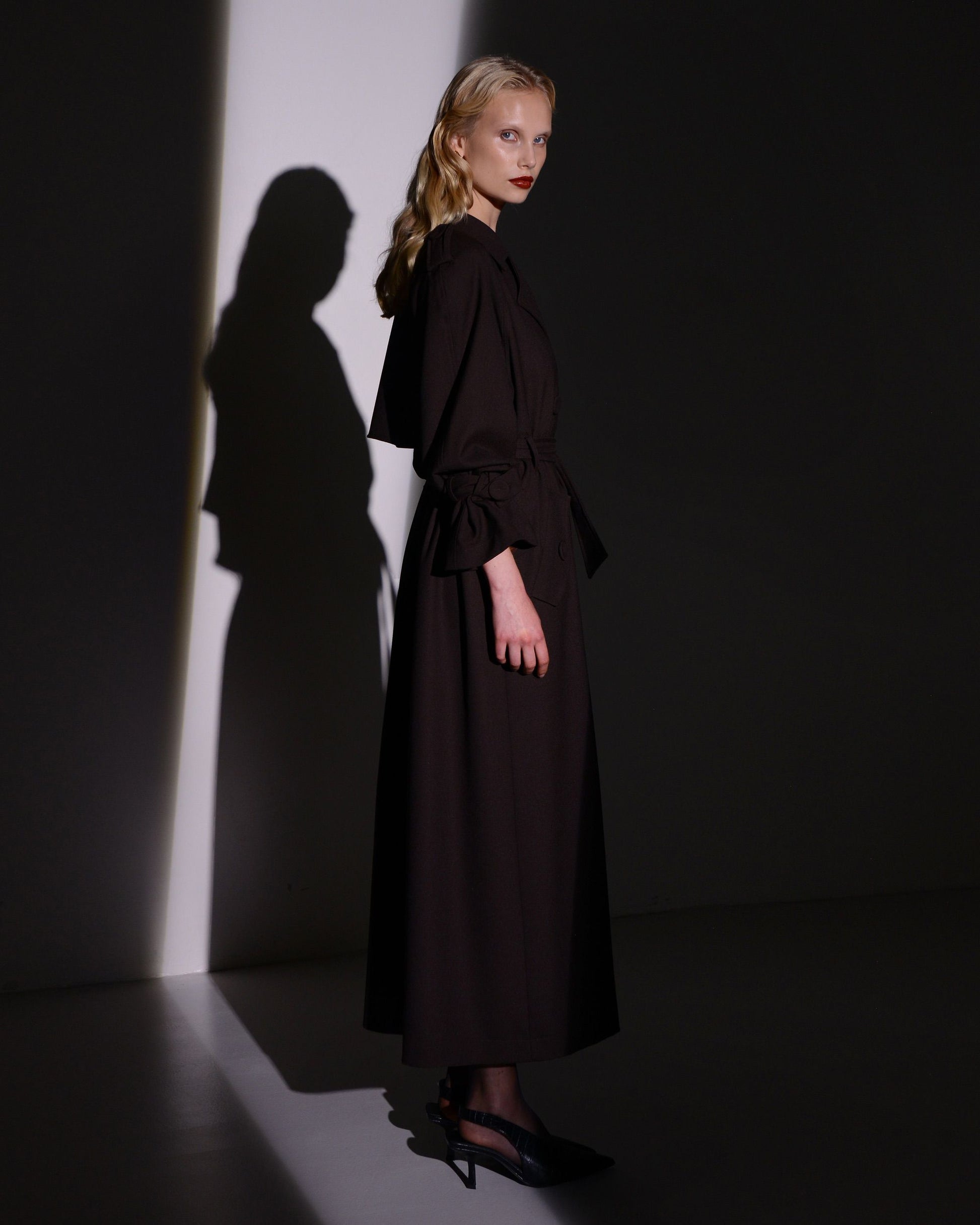 NOIR TRENCH COAT BROWN FABRIC