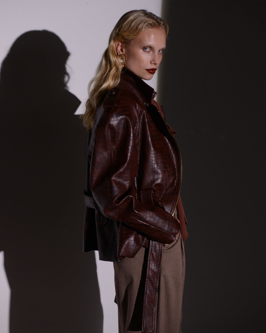 ECLAT BOMBER DARK BROWN CROCO