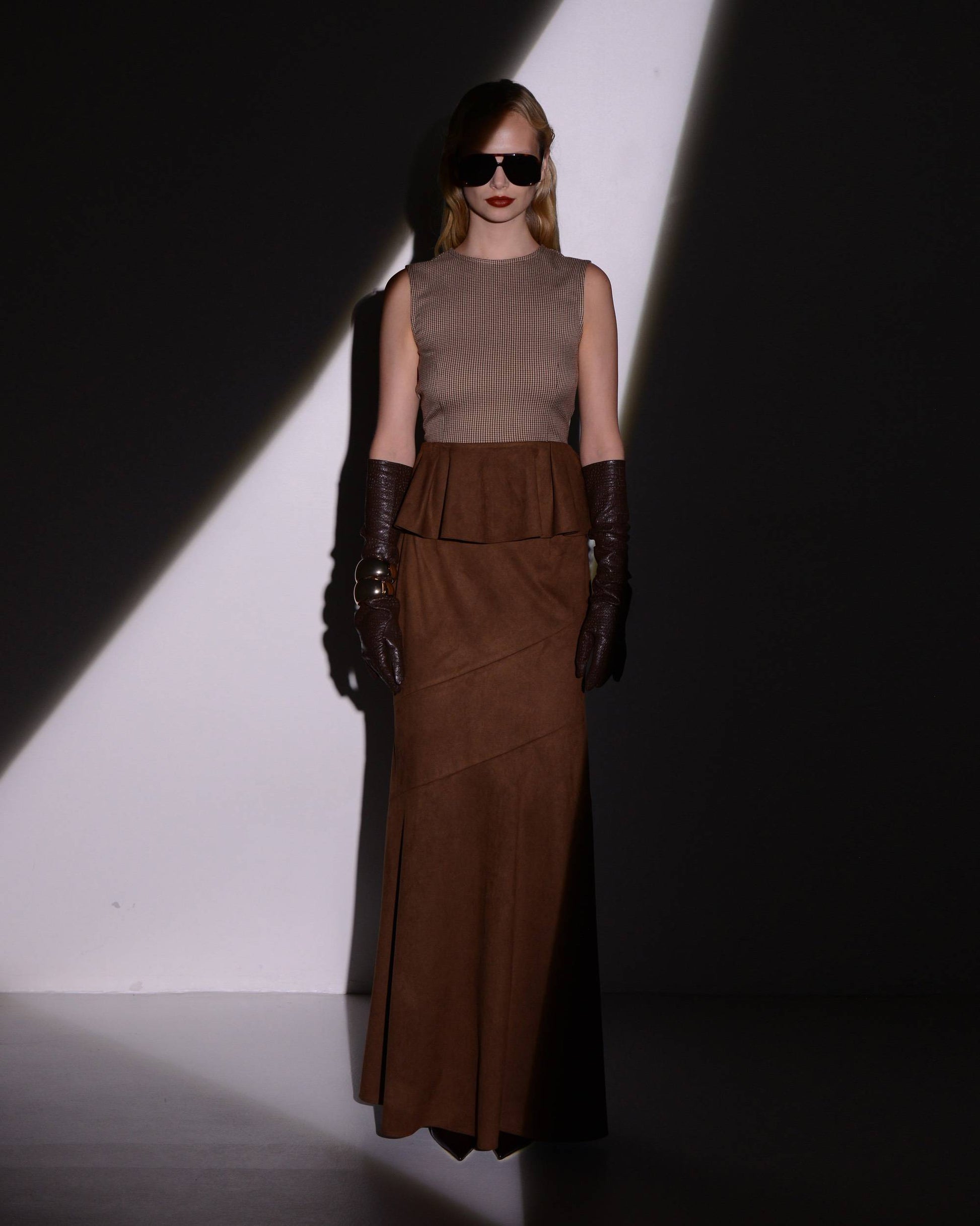 SILHOUETTE SKIRT BROWN SUEDE