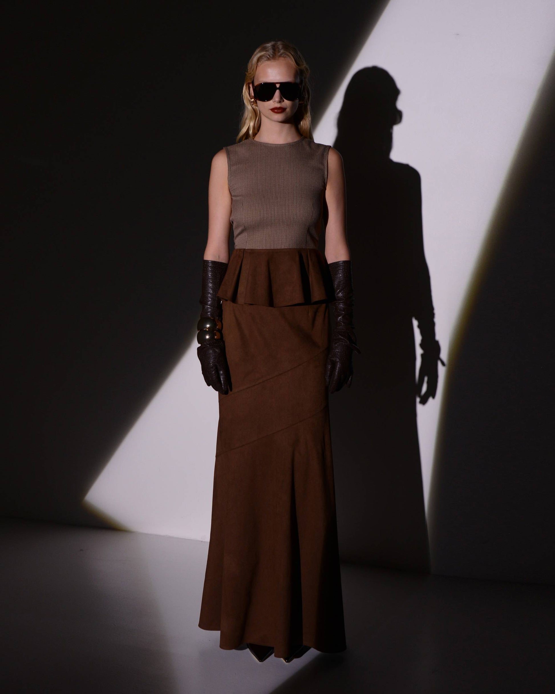 SILHOUETTE SKIRT BROWN SUEDE