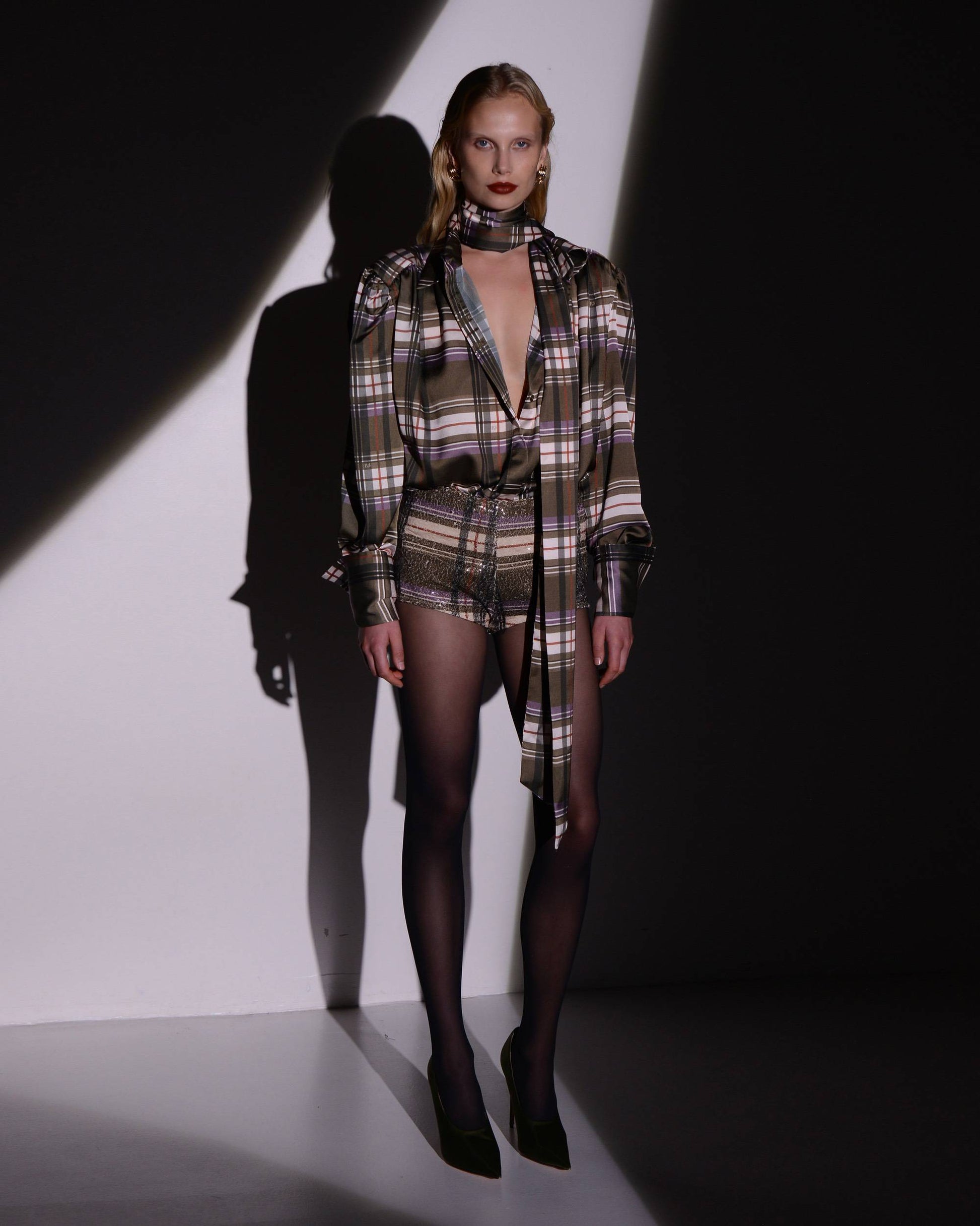 ELIXIR SHIRT CHECKED SATIN